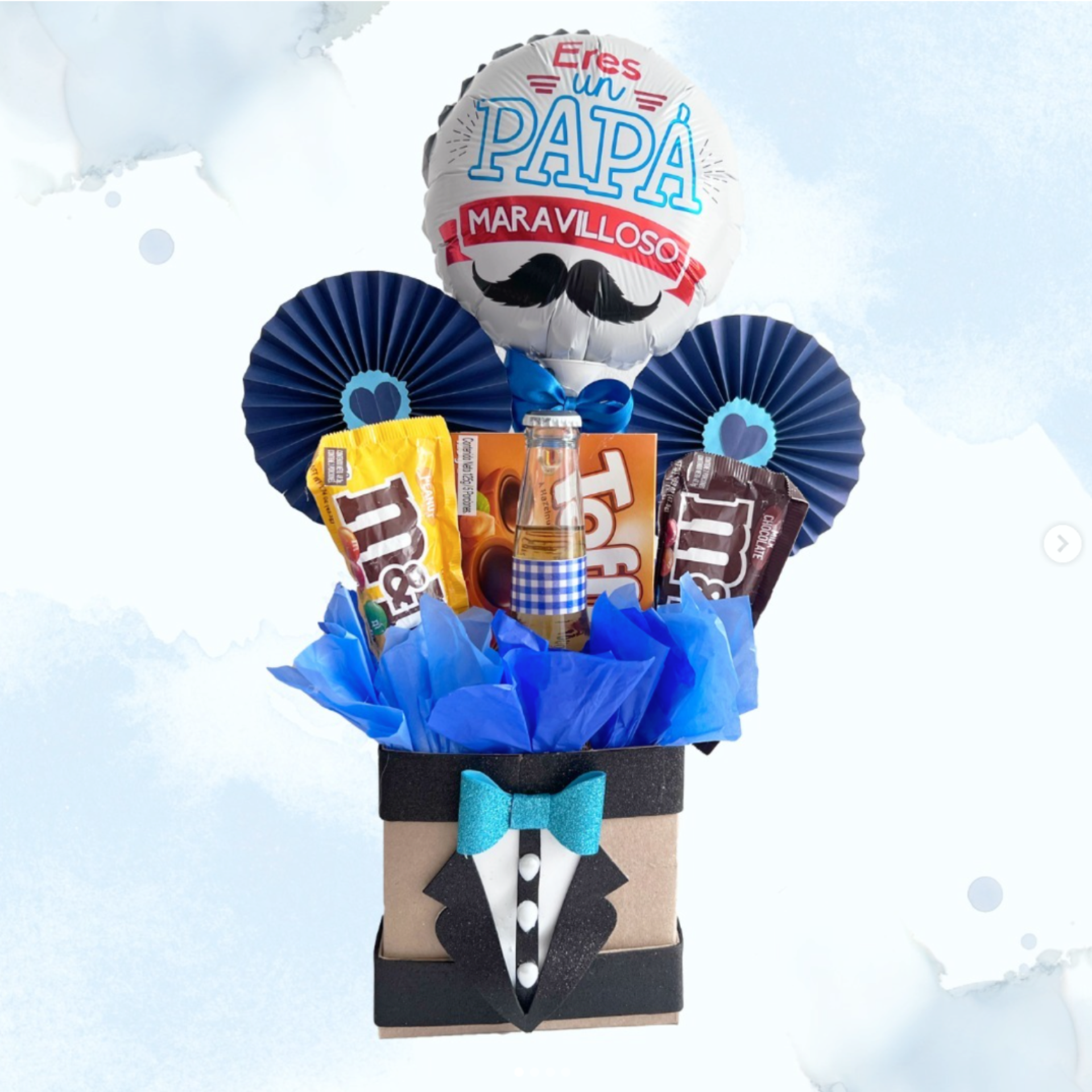 Dad Box con cerveza Corona decorada y chocolates M&M